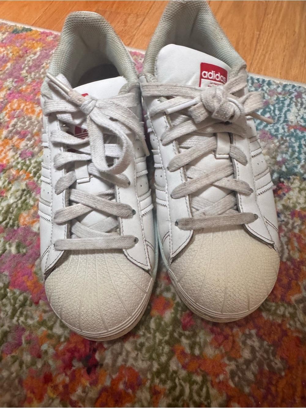 adidas Kids White Sneakers with Red Logo